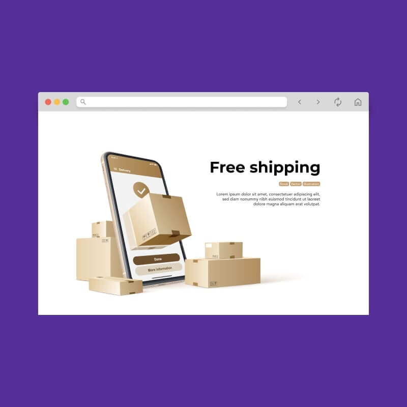 Offer free shipping Screenshot of a webpage showing free shipping for order items.