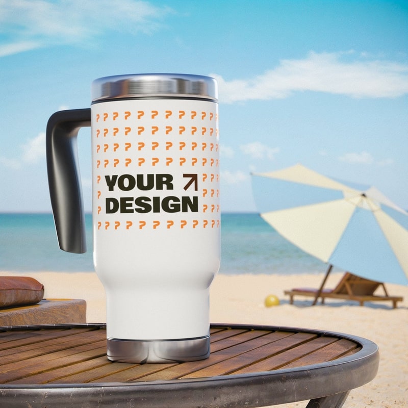 Stainless Steel Travel Mug with Handle 14oz with design Custom Stainless Steel Travel Mug 10