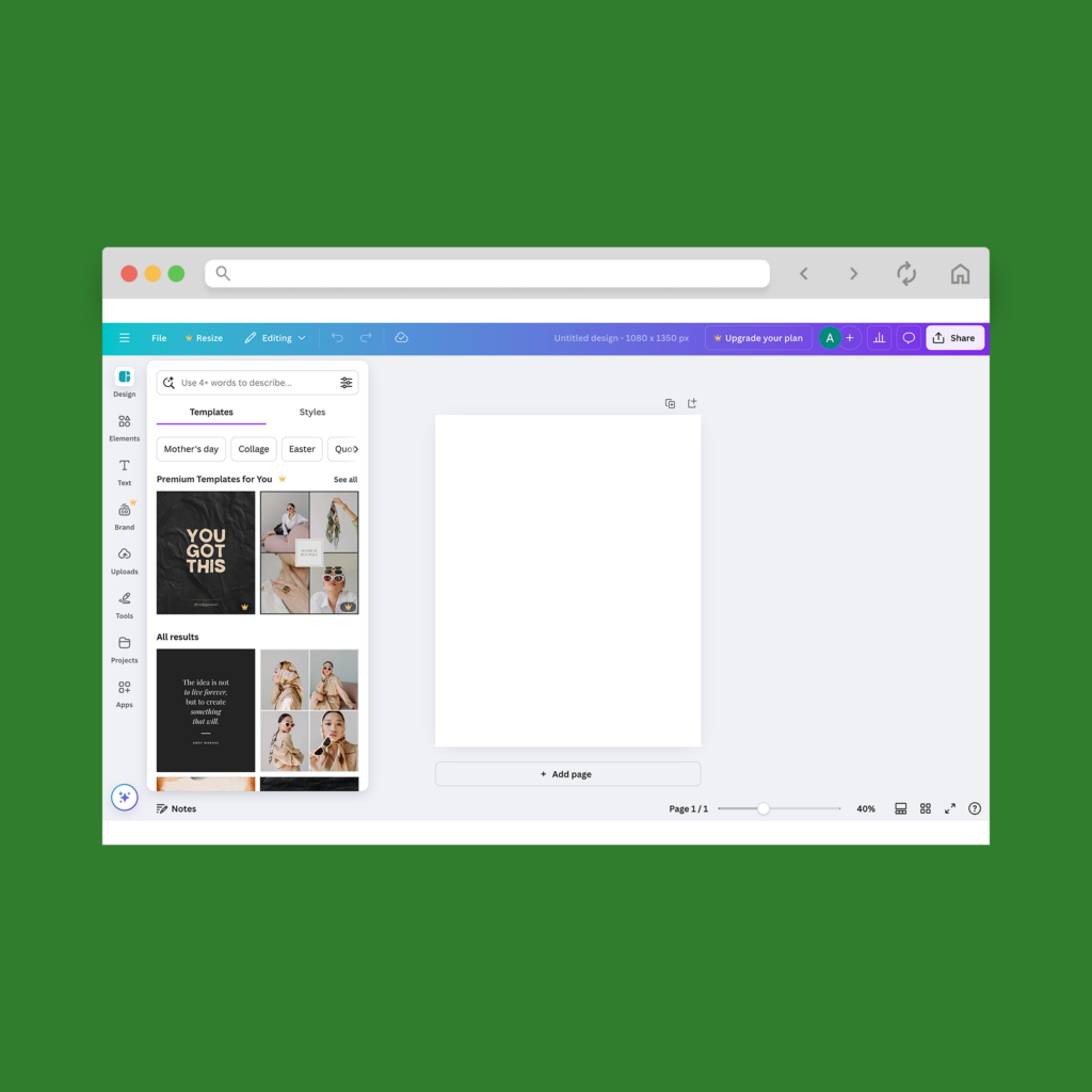 Canva for Shopify image size A screenshot mockup of Canva’s image size editing.